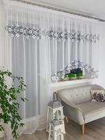 Balkono užuolaidų rinkinys smėlio baltumo su pilka gipiūra 400x160 cm + 140x250 cm