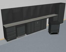 NEXT MSS baldų modulių komplektas su perforuota sienele ir metaliniu stalviršiu, dviems darbo zonoms, 5975 mm, SONIC (S22751)