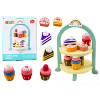 LEAN Toys Saldumynų rinkinys su mediniu tortų ir keksiukų stovu