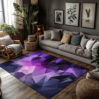 Tuniu Geometric Purple Triangle Area Rug NonSlip Home Floor Carpet Mat for Living Room Bedroom Kitchen Decor 50cm x 80cm