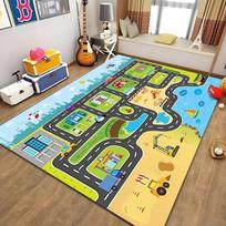 City Amusement Park Train Play Rug Kids Interactive Map Non-Slip Washable Mat Soft Nursery Bedroom Carpet 2026 40x60cm