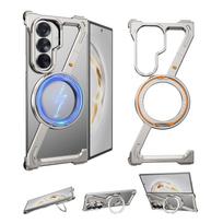 Oatsbasf Frameless Phone Case for Galaxy Z Fold 7 6 5 with 360°Rotataion Stand Magnetic Metal Aluminium Shockproof Phone Cover Galaxy Z Fold7 gray