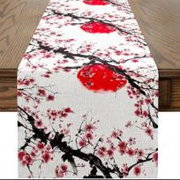 Lininis Japonijos Gėlių Stalo Bėgikas Namų Dekoras Svetainė Virtuvė Valgomojo Stalas Poliesterio Pluošto Stalo Vėliavėlės Dekoracija 33x230cm gray