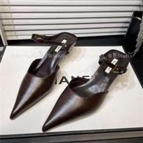 Vasarinės Kojų Pirštų Dangtelio Moteriškos Šlepetės Madingos Basutės Mūlai Bateliai Ponios Elegantiški Plono Kulno Mūlai Stripperio Šventės Sandalai 35 šokoladas