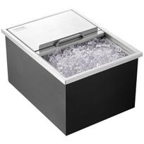 Drop in Ice Chest, 24 L x 18 W x 13 H Stainless Steel Ice Cooler, Commercial Ice Bin with Sliding Cover, 40.9 qt Outdoor Kitchen Ice Bar, Drain-pipe