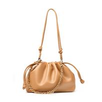 New Chinese drawstring lucky bag chain pleated cloud bag crossbody portable commuter premium leather shoulder bag ruda