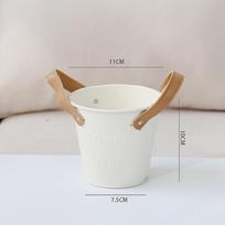 Nordic Beige Metal Succulent Pot - Small Iron Balcony Planter and Home Storage Bucket for Bonsai Decor