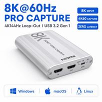 8K HDMI įrašymo plokštė 4K60 kadrų per sekundę įrašymas USB3.2 Type-C Loopthrough Garso miksavimas Mažas vėlavimas Vaizdo įrašytuvas žaidimams, tiesioginėms transliacijoms video capture