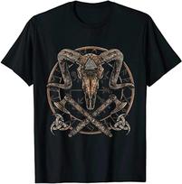 Crossed Axe Goat Skull Horns of Odin Gift TShirt 100 Cotton ONeck Summer Short Sleeve Casual Mens Tshirt Size S3XL S