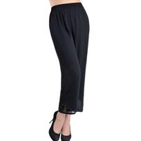 Plus Size Chiffon Wide-Leg Pants for Middle-Aged and Elderly Women: Elastic Waist, Loose Casual Nine-Point Design XL (Weight 90-115)