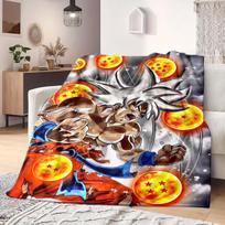Dragon Ball Z spausdinta antklodė Šilta patogi flanelinė antklodė Tinka miegamiesiems, sofoms, lovoms, kėdėms, kelionėms -QIAO20 75x90cm gray