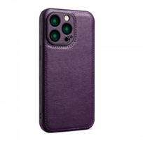iPhone 15/16 Pro & Samsung S24 Ultra Leather Cases with Lens Protection for Men iPhone 12 violetinė