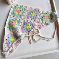 Sweet Cute Knitted Triangle Headband French Pastoral Style Headband For Women Girls Little Flower Headscarf Hair Accessories A32