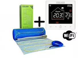 Komplektas: Grand Meyer® EcoNG170 grindų šildymo kilimėlis 170W/m + WiFi termostatas SN10, NG kilimėliai(modelis, plotas, išmatavimai, galia): EcoNG170-020, 2m2, 0,5x4m, 340W