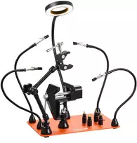 Magnetinė trečioji ranka suvirinimui 4 lankstūs strypai LED lupa