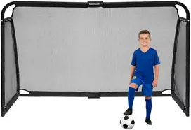 Bauerkraft Dideli metaliniai futbolo vartai su treniruočių tinklu futbolo žaidimams 300x200x90 cm juodi