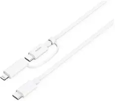USB-C - USB-C + Lightning adapteris DELTACO, 2 viename, 1 m, baltas / IPLH-442-1 / 1903217