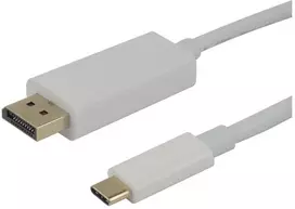 USB-C - DisplayPort kabelis DELTACO, 4K UHD, paauksuotas, 1 m, baltas / USBC-DP100A / 1903810