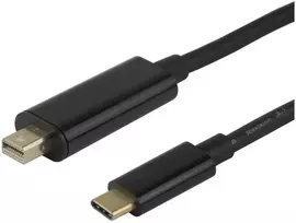 USB-C - miniDisplayPort kabelis DELTACO 4K UHD paauksuotas 1m juodas / USBC-DP100M / 1903814