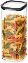 Stiklinis maisto laikymo indas su sandariu dangteliu, skaidrus, 10,5 × 10,5 × 26 cm