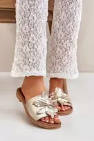 Lewski Shoes Natūralios odos šlepetės su stilinga gėle