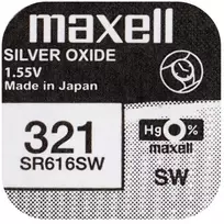 Baterija – Maxell 321 SR616SW Sidabro Oksido 1,65 mm × 6,8 mm Laikrodžio Baterija, 1 vnt.