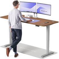 Kompiuterio stalas reguliuojamo aukščio Desktronic HomePro, 200 cm x 80 cm, 61 - 125.5 cm, pilka sp./riešutmedžio sp.