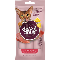 DELICKCIOUS kreminiai skanėstai su vištiena ir ananasais suaugusioms katėms (4x15 g), 60 g