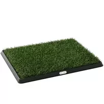 Šunų tualetas 63 x 50,5 cm, plaunamas, su 2 dirbtinės žolės kilimėliais, šuniukų tualetas naudojimui balkone ar namuose, juoda + žalia