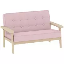 Vaikiškas fotelis, vaikiška sofa su mediniu rėmu, aksominė išvaizda, minkštas, vaikams nuo 3 iki 15 metų, Rožinė
