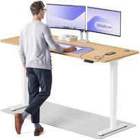 Kompiuterio stalas reguliuojamo aukščio Desktronic HomePro, 200 cm x 80 cm, 61 - 125.5 cm, ąžuolo sp./balta sp.