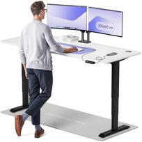 Kompiuterio stalas reguliuojamo aukščio Desktronic HomePro, 200 cm x 80 cm, 61 - 125.5 cm, balta sp./juoda sp.