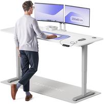 Kompiuterio stalas reguliuojamo aukščio Desktronic HomePro, 200 cm x 80 cm, 61 - 125.5 cm, balta sp./pilka sp.
