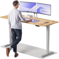 Kompiuterio stalas reguliuojamo aukščio Desktronic HomePro, 200 cm x 80 cm, 61 - 125.5 cm, ąžuolo sp./pilka sp.