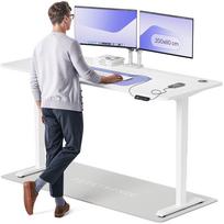 Kompiuterio stalas reguliuojamo aukščio Desktronic HomePro, 200 cm x 80 cm, 61 - 125.5 cm, balta sp.