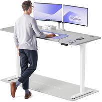 Kompiuterio stalas reguliuojamo aukščio Desktronic HomePro, 200 cm x 80 cm, 61 - 125.5 cm, balta sp./pilka sp.
