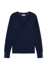 Tommy Hilfiger - Co Jersey Fine Gg V-Nk Ls Swt - Megztinis - Tamsiai mėlyna