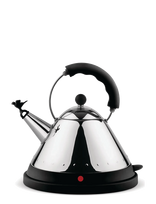 Alessi - Cordless Kettle In 18/10 With Handle And Base In Thermoplastic Resin Black Eu Plug 2000W - Virdulys - Juoda
