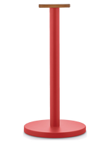 Alessi - Kitchen Holder In Steel With Epoxy Coating, Red Knob In Bamboo Wood - Popieriaus laikiklis - Raudona