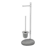 WENKO 19494100 - Tualeto šepetys PEBBLE STONE 23,5x70 cm, blizgus chromas/pilka/satinas