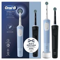 Oral-B Vitality Pro Duo Suaugusiems Besisukantis vibruojantis dantų šepetėlis Juoda, Mėlyna, Balta