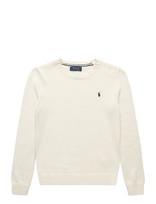 Ralph Lauren Kids - Cotton Crewneck Sweater - Megztinis - Kreminė spalva