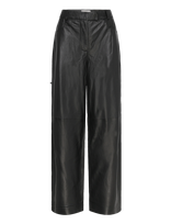 REMAIN Birger Christensen - Cocoon Leather Pants - Plačios kelnės - Juoda