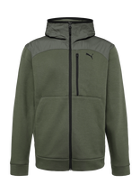 PUMA - Pumatech Material Mix Full-Zip Hoodie Dk - Sportinis džemperis su gobtuvu - Chaki spalva