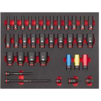 Milwaukee 4932493394 smūginių nasadėlių rinkinys 1/2", 8–36 mm, 34 vnt., putų įdėklas