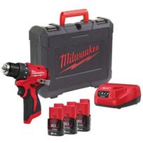 Milwaukee M12 BLDDRC-203C 4933499685, gręžtuvas, 12V, 2Ah, 40Nm, 3 akumuliatoriai, įkroviklis, dėklas