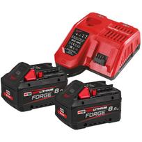 Milwaukee M18 FORGE akumuliatorių ir įkroviklio rinkinys M18 FORGENRG-802 4933498612, 2x18V 8Ah Li-ion, 6A, 2 lizdai