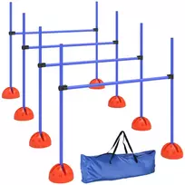 4 dalių šunų agility rinkinys su 4 kliūtimis ir nešiojimo krepšiu šokinėjimo treniruotėms, Mėlynas
