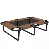 PawHut Pakeliama sulankstoma šuns lova, augintinio lova lauke, tinklinė konstrukcija, kvėpuojanti, mažiems ir vidutiniams šunims Kava Oksfordas 75 x 51 x 18 cm