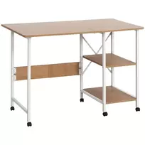 Mobilus stalas ant ratukų, šoninis stalas, MDF, natūralus, 107x55x76cm